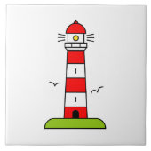 Leuchtturm zeichnend benutzerdefiniertes Quadrat g Fliese (Vorderseite)