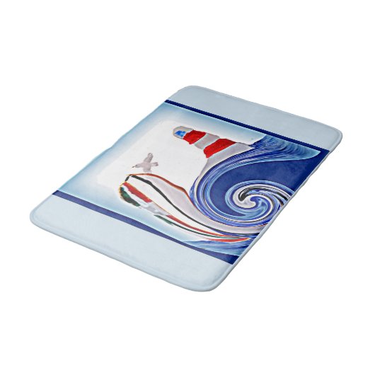 Leuchtturmboot Badematte (Schrägansicht)