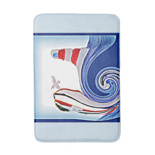 Leuchtturmboot Badematte (Vorderseite Vertikal)