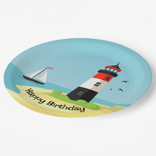 Leuchtturmdesign-Papierplatte Pappteller (Schrägansicht)