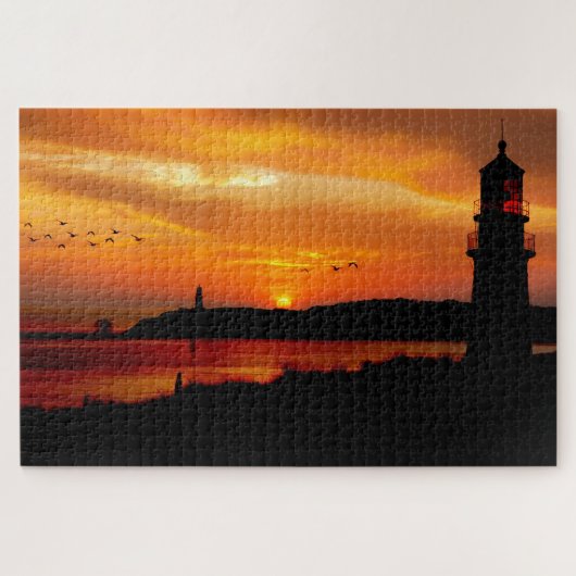 Leuchttürme bei Sunset Puzzle (Horizontal)