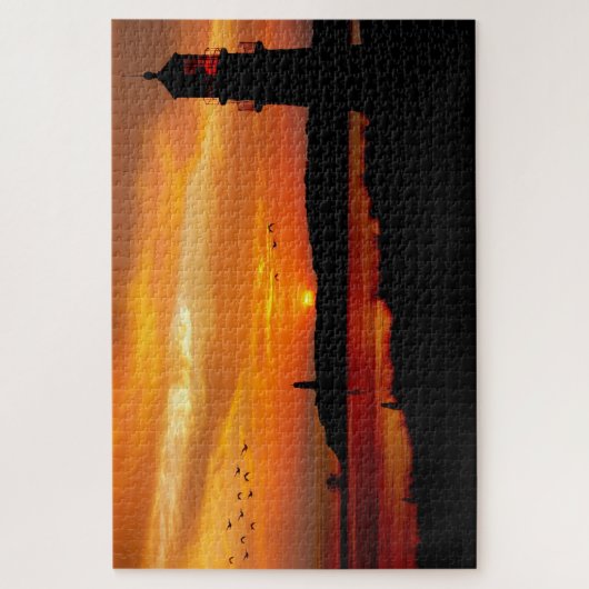 Leuchttürme bei Sunset Puzzle (Vertikal)