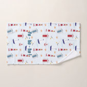 Leuchttürme, Boote, Flaggen rot, weiß, blau Handtuch (Handtuch)