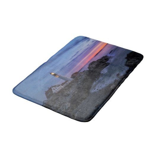 Leuchttürme | Cape Elizabeth Maine Lighthouse Badematte (Schrägansicht)