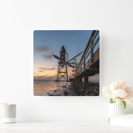 Leuchttürme | Eversand-Oberfeue Deutschland Quadratische Wanduhr (Zuhause)