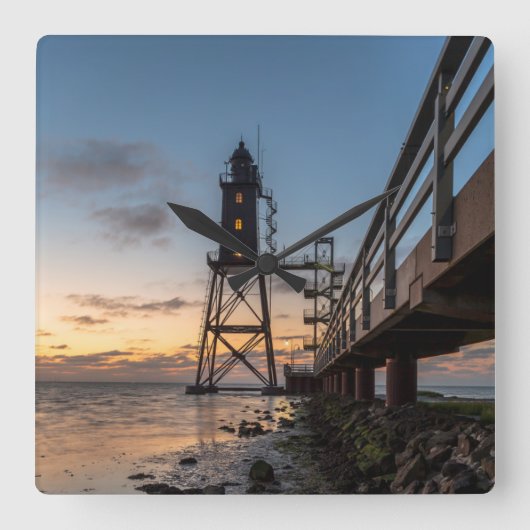 Leuchttürme | Eversand-Oberfeue Deutschland Quadratische Wanduhr (Vorderseite)