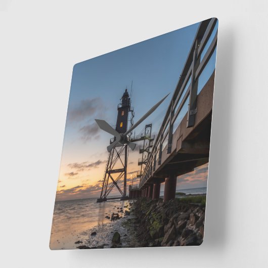 Leuchttürme | Eversand-Oberfeue Deutschland Quadratische Wanduhr (Winkel)