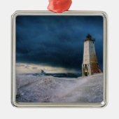 Leuchttürme | Frankfort Lighthouse Lake Michigan Ornament Aus Metall (Vorne)