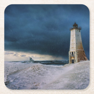 Leuchttürme Frankfort Lighthouse Lake Michigan Rechteckiger Pappuntersetzer