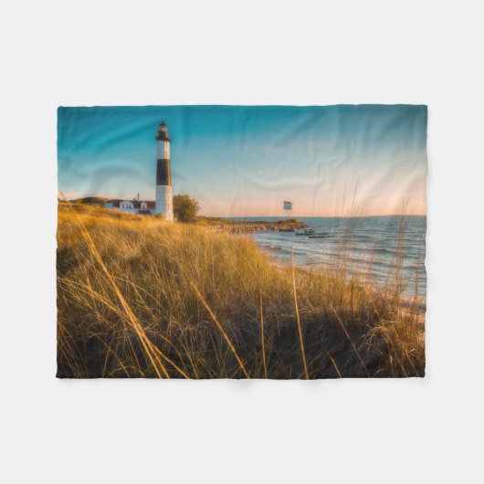Leuchttürme | Großer Leuchtturm Ludington, MI Fleecedecke (Vorderseite (Horizontal))