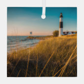 Leuchttürme | Großer Leuchtturm Ludington, MI Ornament Aus Glas (Rückseite)