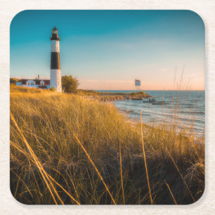 Leuchttürme Großer Leuchtturm Ludington, MI Rechteckiger Pappuntersetzer