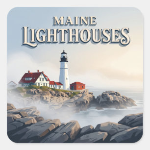 Leuchttürme in Portland, Maine Quadratischer Aufkleber