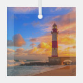 Leuchttürme | Itapuã Brasilien Leuchtturm Ornament Aus Glas (Vorderseite)