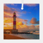 Leuchttürme | Itapuã Brasilien Leuchtturm Ornament Aus Glas (Rückseite)