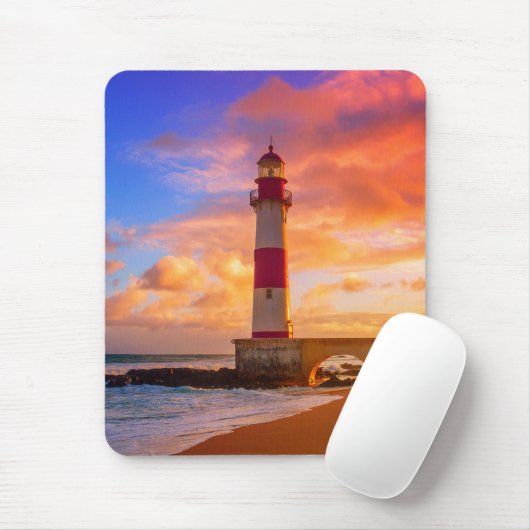 Leuchttürme | Itapuã Lighthouse Bahia Brasilien Mousepad (Mit Mouse)