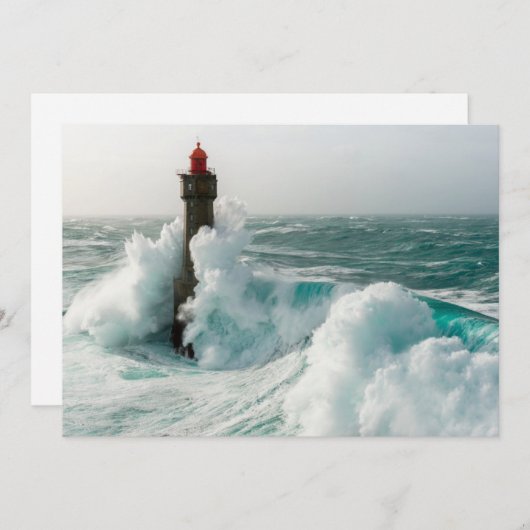 Leuchttürme | Jument Lighthouse Ouessant Frankreic Dankeskarte (Vorne/Hinten)