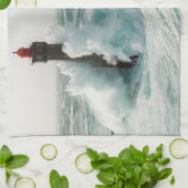 Leuchttürme | Jument Lighthouse Ouessant Frankreic Geschirrtuch (Gefaltet)