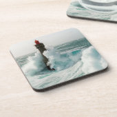 Leuchttürme | Jument Lighthouse Ouessant Frankreic Getränkeuntersetzer (Linke Seite)