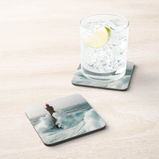 Leuchttürme | Jument Lighthouse Ouessant Frankreic Getränkeuntersetzer (Rechte Seite)