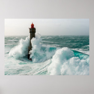 Leuchttürme   Jument Lighthouse Ouessant Frankreic Poster