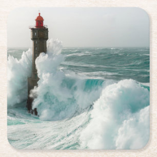 Leuchttürme Jument Lighthouse Ouessant Frankreic Rechteckiger Pappuntersetzer