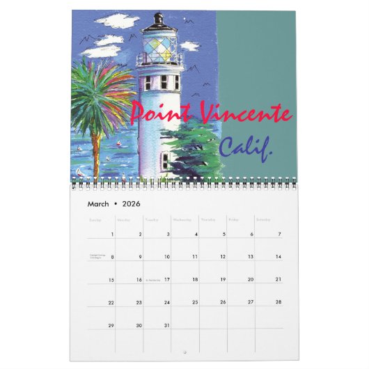 Leuchttürme - Kalender (Mär 2026)