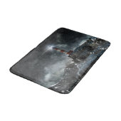 Leuchttürme | Leuchtturm im Sturm Badematte (Schrägansicht)