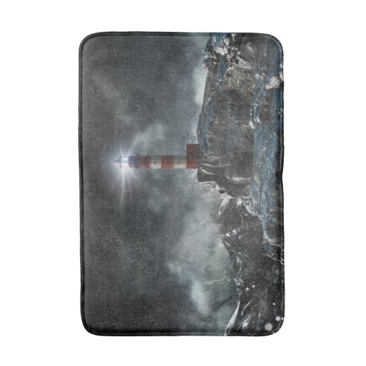 Leuchttürme | Leuchtturm im Sturm Badematte (Vorderseite Vertikal)