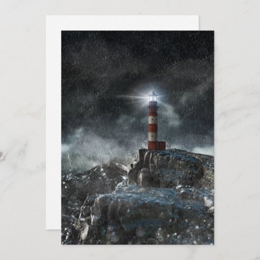 Leuchttürme | Leuchtturm im Sturm Dankeskarte (Vorne/Hinten)