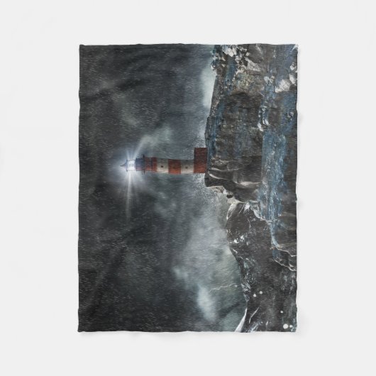 Leuchttürme | Leuchtturm im Sturm Fleecedecke (Vorderseite)