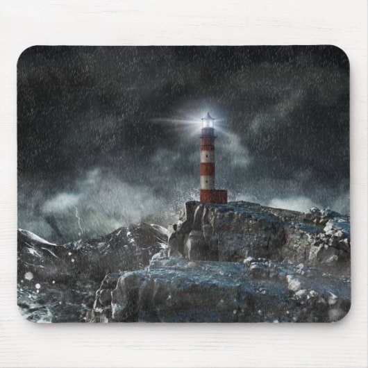 Leuchttürme | Leuchtturm im Sturm Mousepad (Vorne)