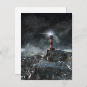 Leuchttürme | Leuchtturm im Sturm Postkarte (Vorne/Hinten)