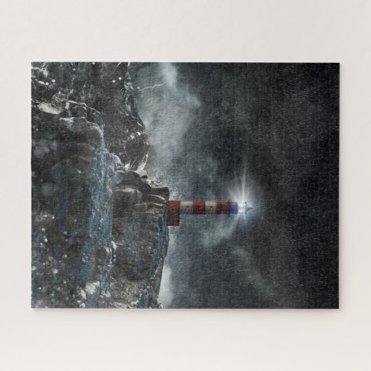 Leuchttürme | Leuchtturm im Sturm Puzzle (Horizontal)