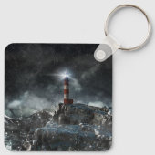 Leuchttürme | Leuchtturm im Sturm Schlüsselanhänger (Rückseite)