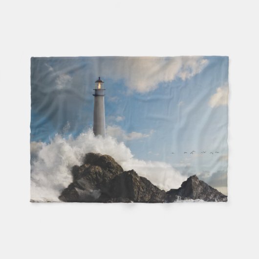Leuchttürme | Leuchtturm mit Absturzwellen Fleecedecke (Vorderseite (Horizontal))