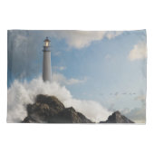 Leuchttürme | Leuchtturm mit Absturzwellen Kissenbezug (Rückseite)