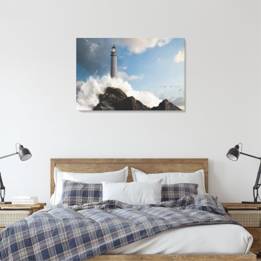 Leuchttürme | Leuchtturm mit Absturzwellen Leinwanddruck (Insitu (Schlafzimmer))