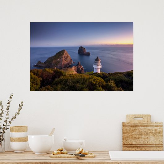 Leuchttürme | Lighthouse Cape Brett Neuseeland Poster (Küche)