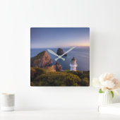 Leuchttürme | Lighthouse Cape Brett Neuseeland Quadratische Wanduhr (Zuhause)