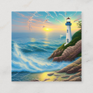 Leuchttürme mit ihren idyllischen Türmen und strah Quadratische Visitenkarte