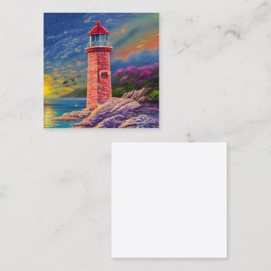 Leuchttürme mit ihren idyllischen Türmen und strah Quadratische Visitenkarte (Vorne/Hinten)
