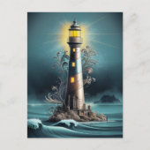 Leuchttürme Nachtglühen Postkarte (Vorderseite)