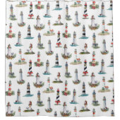 Leuchttürme Nautical Coastal Weihnachten Duschvorhang (Vorderseite)