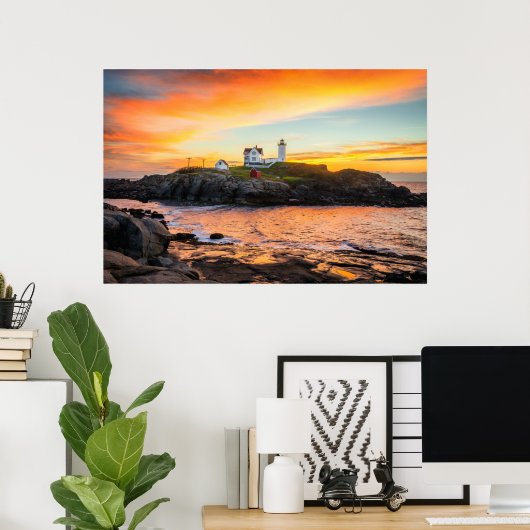 Leuchttürme | Nubble Lighthouse Maine Poster (Heimbüro)
