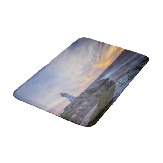 Leuchttürme | Peggy's Cove Lighthouse Nova Scotia Badematte (Schrägansicht)