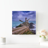 Leuchttürme | Petit Minou Lighthouse Frankreich Quadratische Wanduhr (Zuhause)