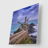 Leuchttürme | Petit Minou Lighthouse Frankreich Quadratische Wanduhr (Winkel)