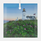 Leuchttürme | Point Lighthouse Bristol Maine Ornament Aus Glas (Vorderseite)