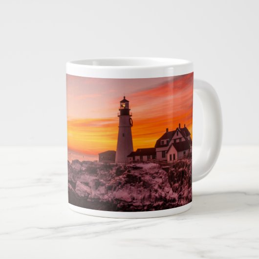 Leuchttürme | Portland Head Cape Elizabeth Maine Jumbo-Tasse (Vorderseite Rechts)
